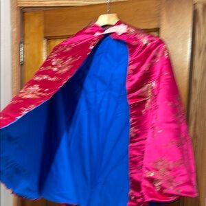 Vibrant Pink and Blue Cape with Gold Accents, Reversible, great for Pride parade
